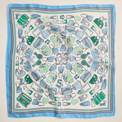 Truedames Handbag Printed Square Silky Satin Scarf In Blue