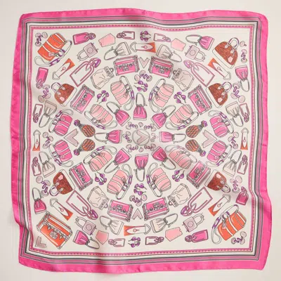 Truedames Handbag Printed Square Silky Satin Scarf In Pink