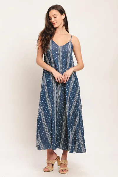 Truedames Handloom Sky Woven Midi Dress In Multi