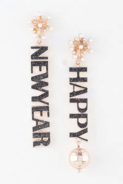 Truedames Happy New Year Drop Earrings In Gold