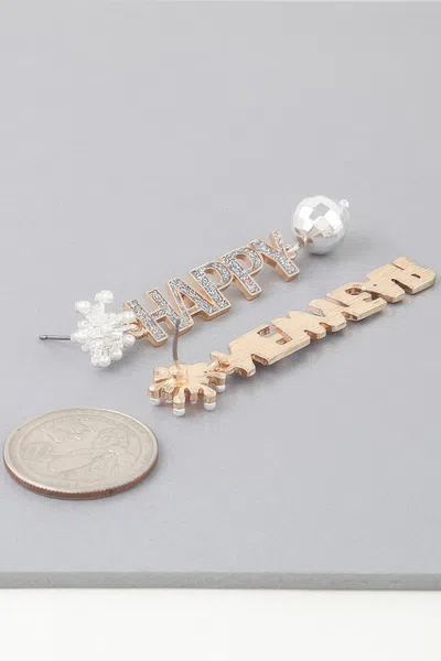 Truedames Happy New Year Drop Earrings In Gold