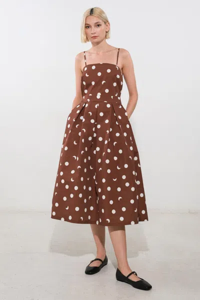 Truedames Harmony Horizon Woven Midi Dress In Brown