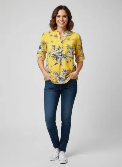 Truedames Harve Benard Printed Blouse In Gold