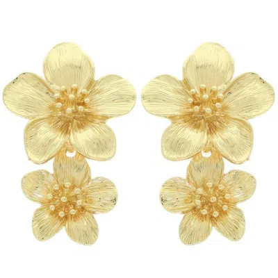 Truedames Hawaiian Acrylic Flower Post Earrings In Gold
