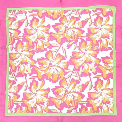 Truedames Hawaiian Floral Printed Square Silky Satin Bandana Scarf In Burgundy