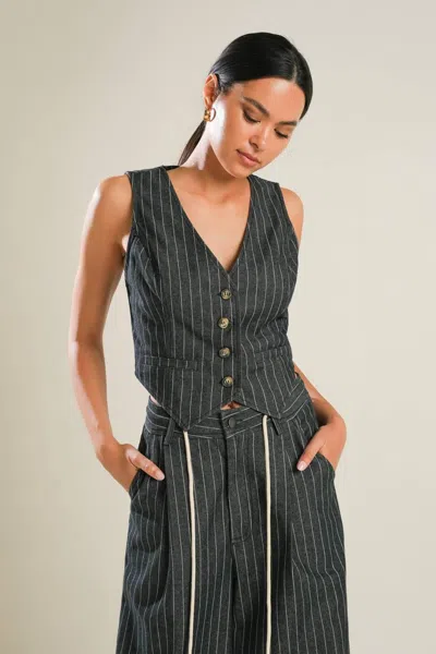 Truedames Hazy Days Denim Vest In Gray