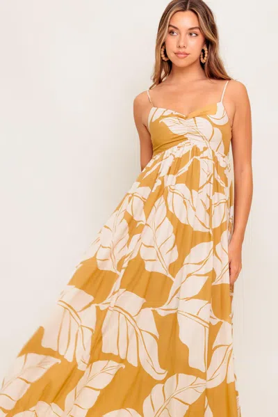 Truedames Heart Of Hydrangea Woven Maxi Dress In Brown