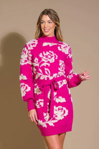 Truedames Heart On Display Sweater Mini Dress In Pink