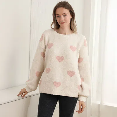 Truedames Heart Pattern Crew Neck Sweater In Multi