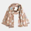 Truedames Heart Pattern Fringe Oblong Scarf In Brown