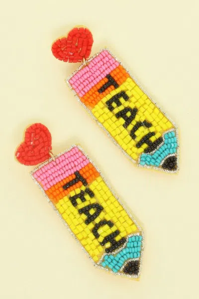 Truedames Heart Pencil Beaded Earrings In Multi