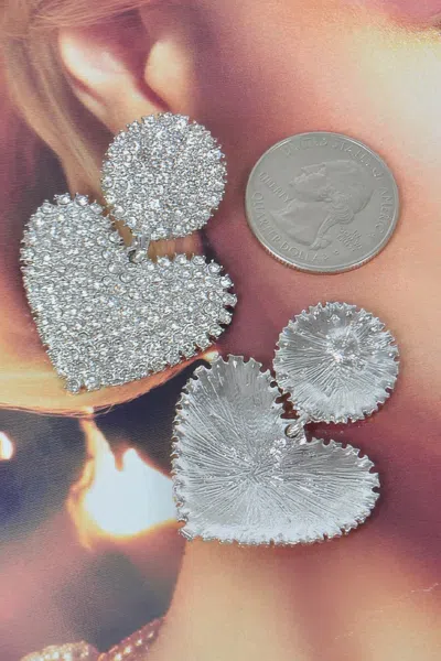 Truedames Heart Rhinestone Earrings In Silver