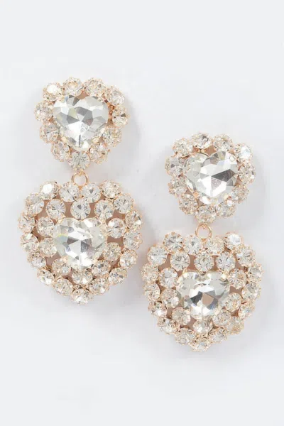 Truedames Heart Shape Stone Earring In Gold