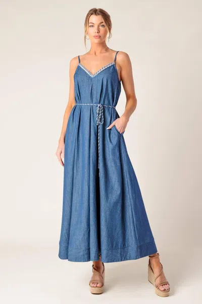Truedames Heartfelt Moment Denim Midi Dress In Blue