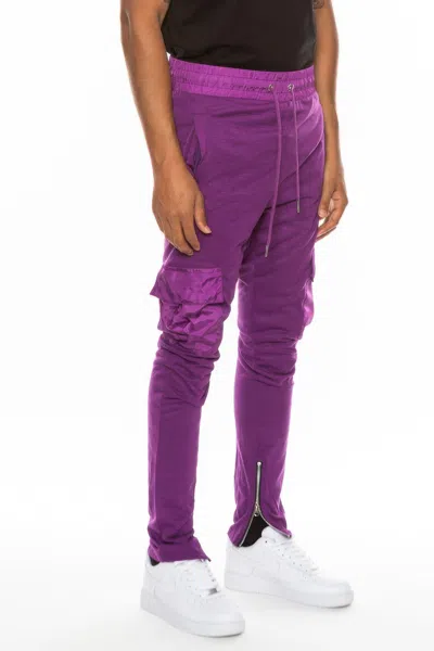 Truedames Heathered Cotton Blend Joggers In Purple