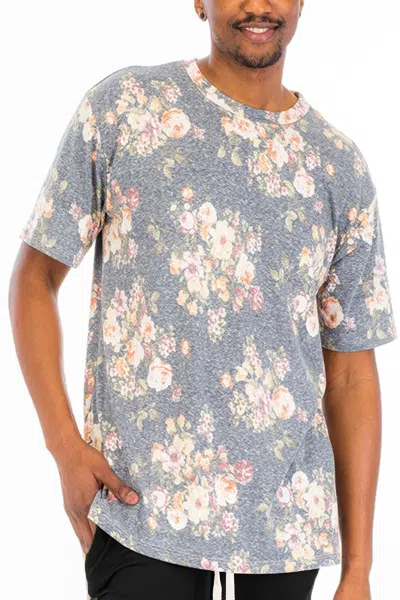 Truedames Heathered Floral Tshirt In Blue