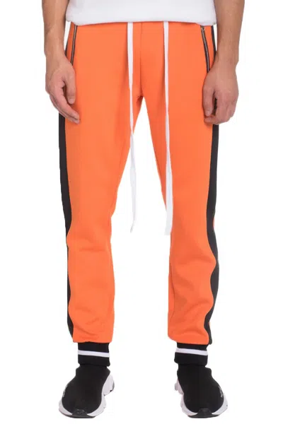 Truedames Mens Heavy Weight Single Stripe Jogger In Orange