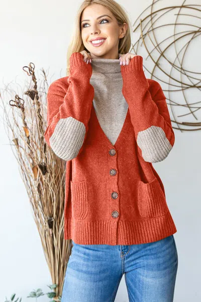 Truedames Heimish Full Size Long Sleeve V Neck Button Down Cardigan In Multi