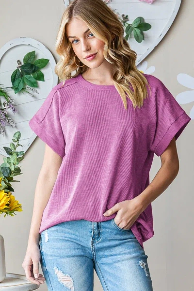 Truedames Heimish Full Size Short Sleeve Round Neck T-shirt In Pink