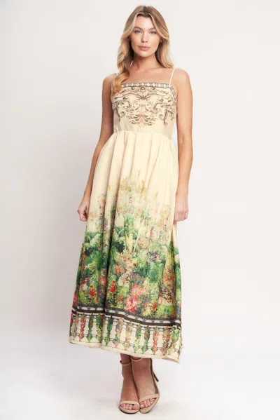 Truedames Heirloom Border Woven Midi Dress In Multi