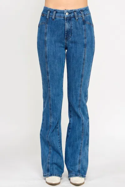Truedames Hige Rise Seam Detail Bell Bottom In Blue