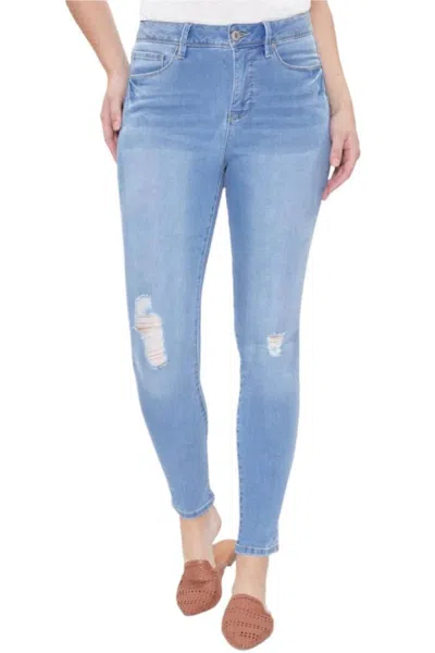 Truedames High- Rise Skinny 1 Button Zipper Closure Belt Hoop Pockets Denim In Blue