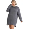 Truedames High Cowl Neck Bouclé Long Sleeve Sweater Dress In Gray