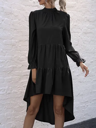Truedames High-low Flounce Sleeve Dress In Black