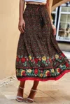 Truedames High Rise Drawstring Ruffled Maxi Skirt In Black