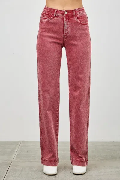 Truedames High Rise Slim Wide Straight In Pink
