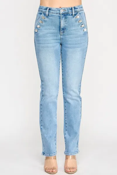 Truedames High Rise Straight With Button Pocket In Multi