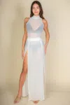 Truedames High Split Mesh Sheer Maxi Skirt In White