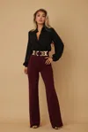 Truedames High Waist Fashion Pants In Brown