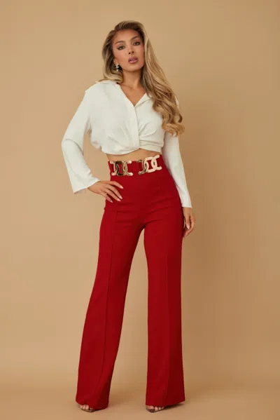 Truedames High Waist Fashion Pants In Red