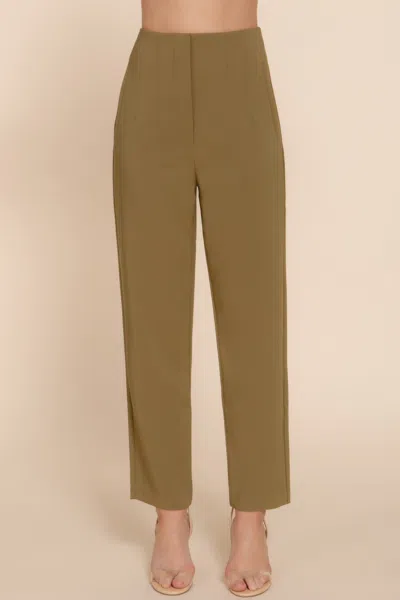 Truedames High Waist Pintuck Detail Long Pants In Green
