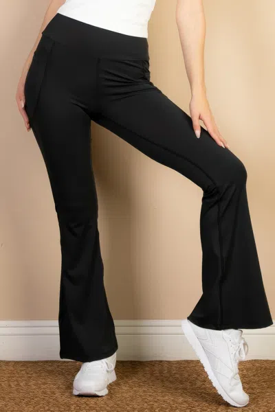 Truedames High Waist Side Pocket Flare Leggings In Black