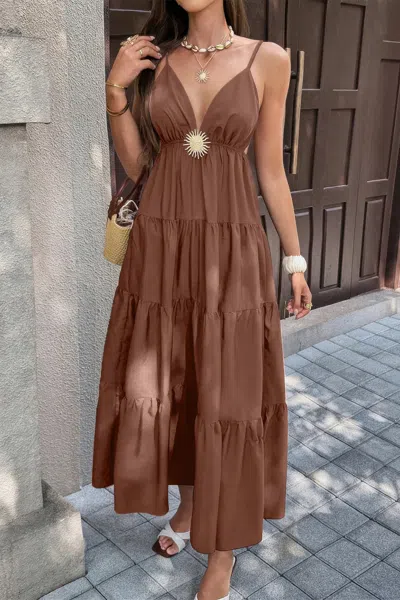 Truedames High Waist Sleeveless Open Back Full Dress In Black