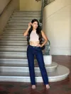 Truedames High Waist Vintage Straight Leg Denim Jeans In Blue