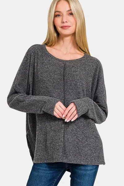 Truedames High-low Side Slit Round Neck T-shirt In Multi