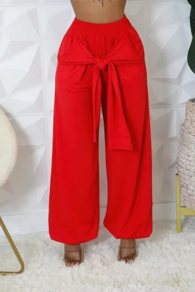 Truedames High-waisted Stretch Pants In Red