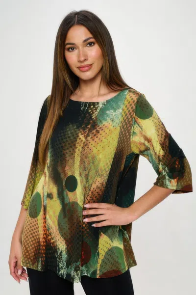 Truedames Hit Boat Neck 3/4 Sleeve Top In Multi
