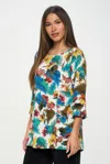 Truedames Hit Boat Neck 3/4 Sleeve Top In Multi