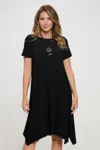 Truedames Hit Boat Neck Shark Bite Hem Dress In Black
