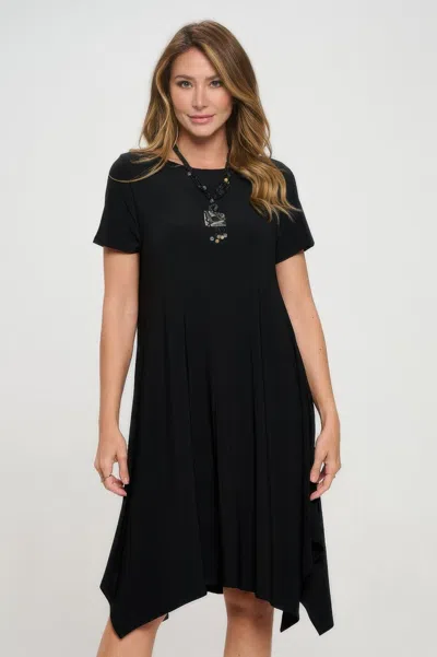 Truedames Hit Boat Neck Shark Bite Hem Dress In Black