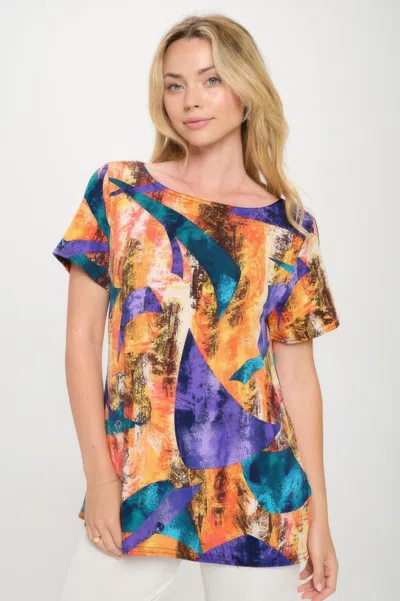 Truedames Hit Boat Nk Short Sl Top In Multi