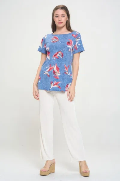 Truedames Hit Boat Nk Short Sl Top In Multi