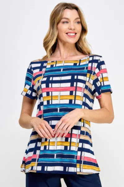 Truedames Hit Boat Nk Short Sl Top In Multi