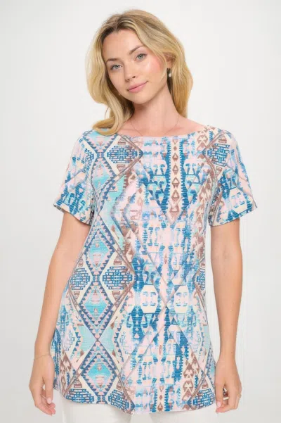 Truedames Hit Boat Nk Short Sl Top In Sand