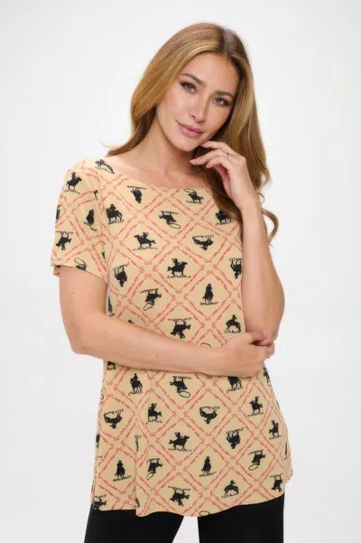 Truedames Hit Boat Nk Short Sl Top In Sand
