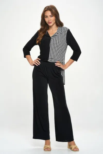 Truedames Hit Contrast Button 3/4 Sleeve Top In Multi